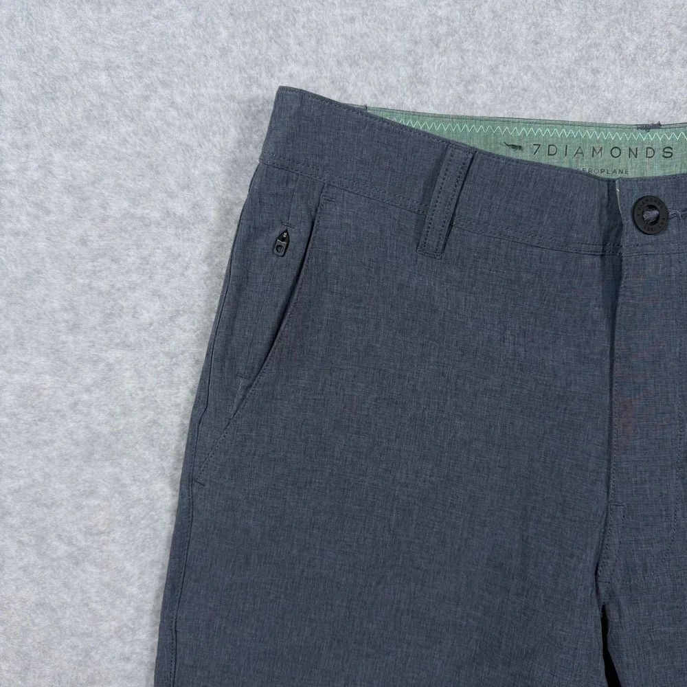 7 Diamonds Aeroplane Performance Shorts Mens 29 Navy Blue Heather Stretch NWT